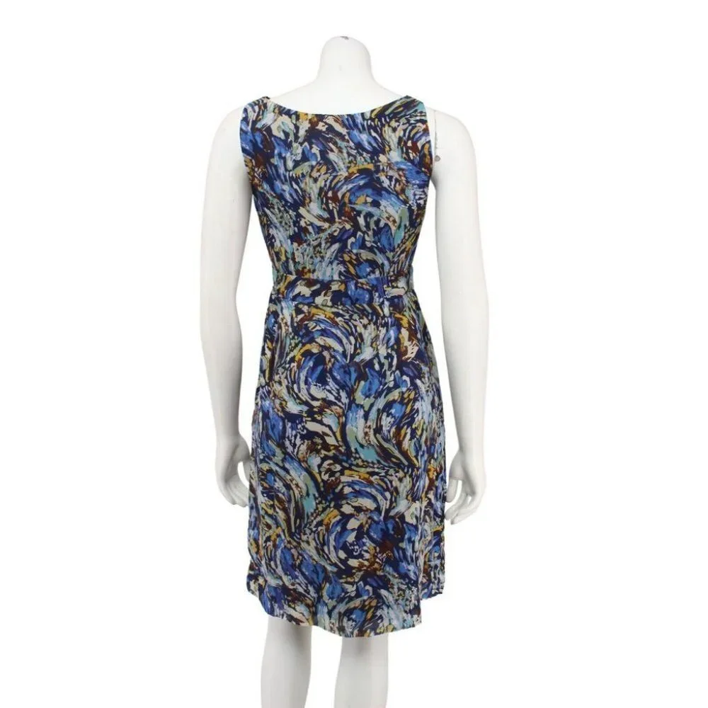 Anthropologie Moulinette Soeurs Oak Apple Blue Green Swirl Silk Wrap Dress Size